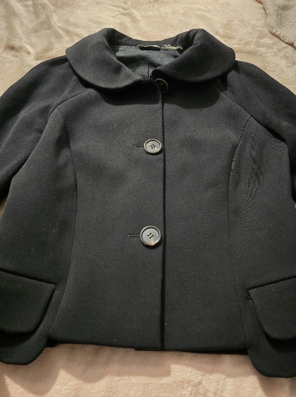Barneys New York black single-breasted blazer Round Peterpan Collar Size 8 - Picture 2 of 7